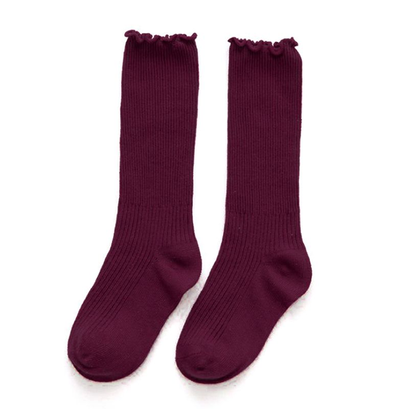 Unisex Cute Solid Color Cotton Blend Crew Calf Length Tube Socks For Girls Boys 72XC