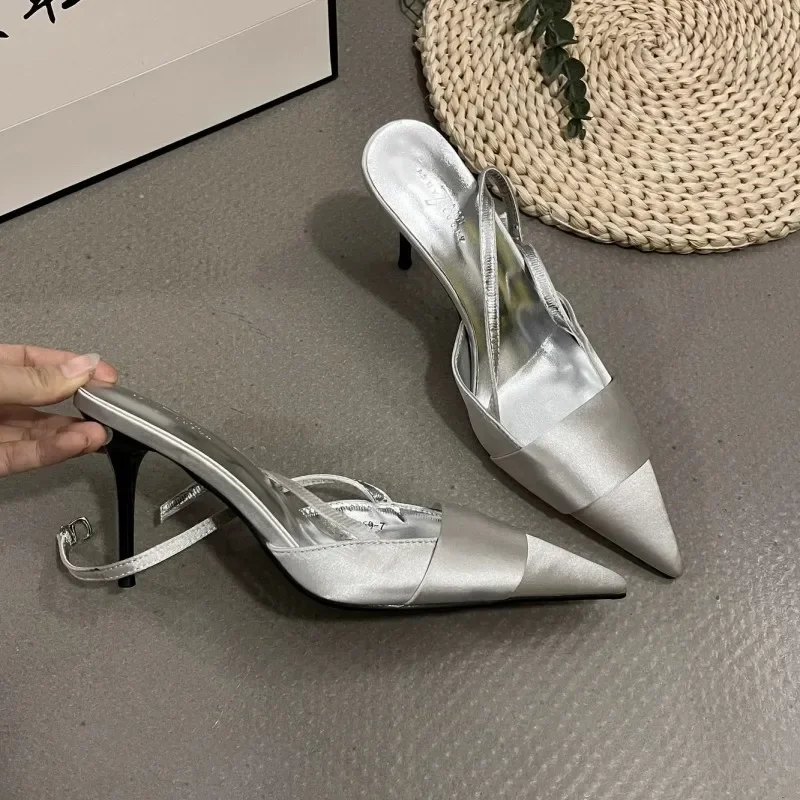 Sandali Delle Donne Tacchi Alti Scarpe di Moda Pantofole Estive 2024 Nuovo Punta A Punta Vestito sexy Pompe Da Sposa Slingback Mujer Zapatillas
