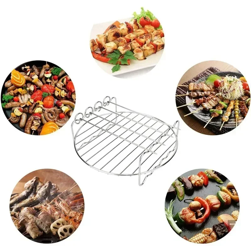 6/7/8 Inch Grill Roestvrijstalen Lucht Friteuse Stoomgrill Met Grillnet Mini Stoom Visnet Gegrilde Visrek Lucht Friteuse Accessorie