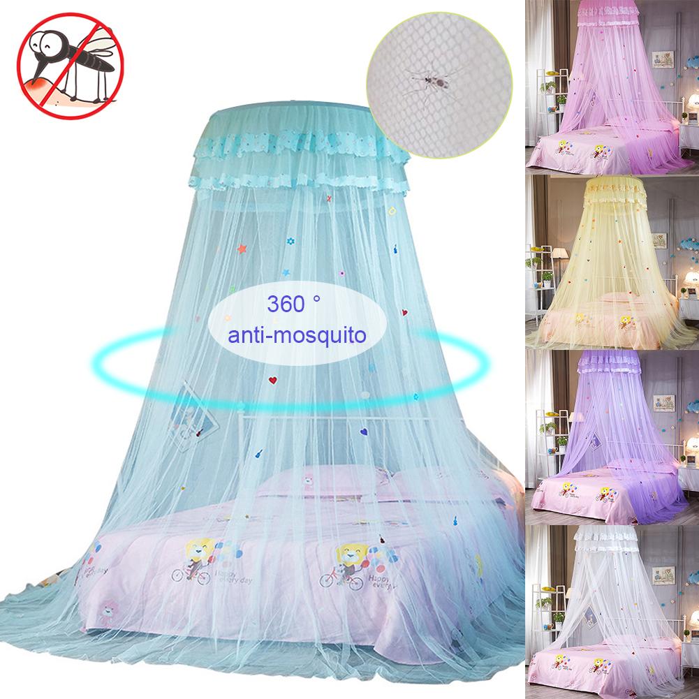 Hauteur 2.7M lit baldaquin accroché moustiquaire princesse lit tente rideau pliable auvent sur le lit fée dentelle Dossels