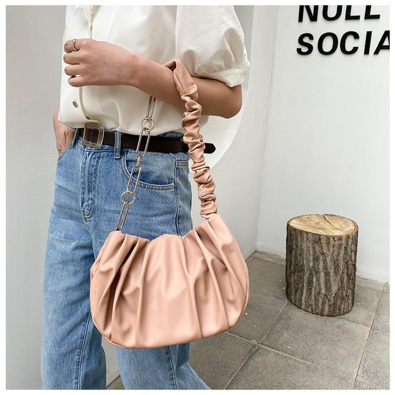 Swdf Dikke Ketting Cloud Tas Retro Onderarm Zak Zachte Vouw Tas Vrouwelijke Knoedel Tas Koeienhuid Lederen Clutch handtas