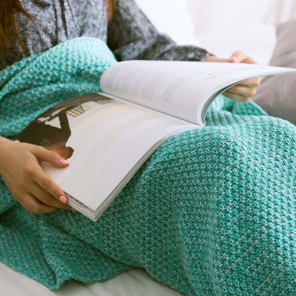5 Colors Mermaid Tail Blanket Lady Soft Handmade Sleeping Bag Fashionable Knitted Blanket Fishtail Sleeping Bedspreads