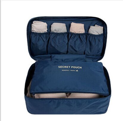 Cosmetische Ondergoed Organizer Lingerie Bh Reistas Multifunctionele Pouch Zip Gevallen Kleding Beha Doek Art Pouch Koffer: Deep Blue