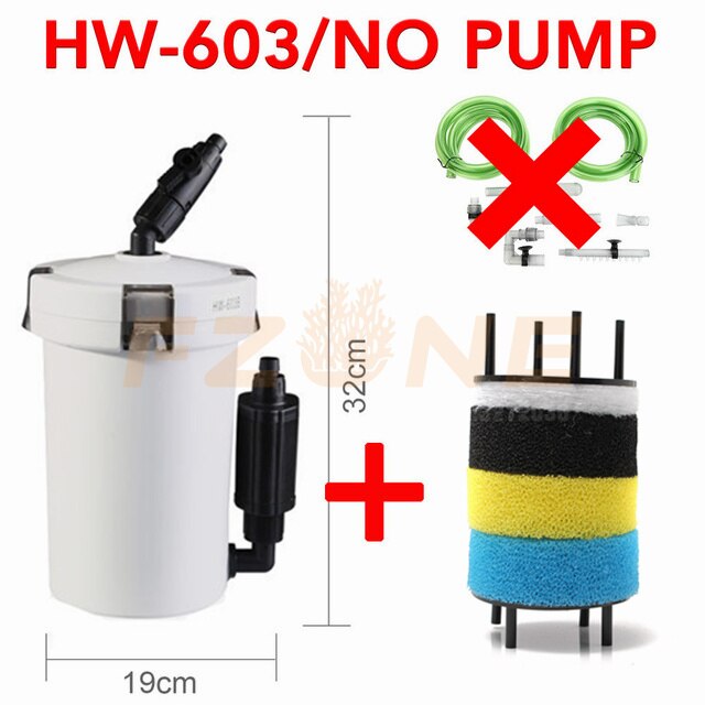 Filtro para acuario Sunsun, Ultra silencioso, filtro cilíndrico externo para acuario, cubo Pre filtro, cubo para peces y plantas: HW603 No Pump