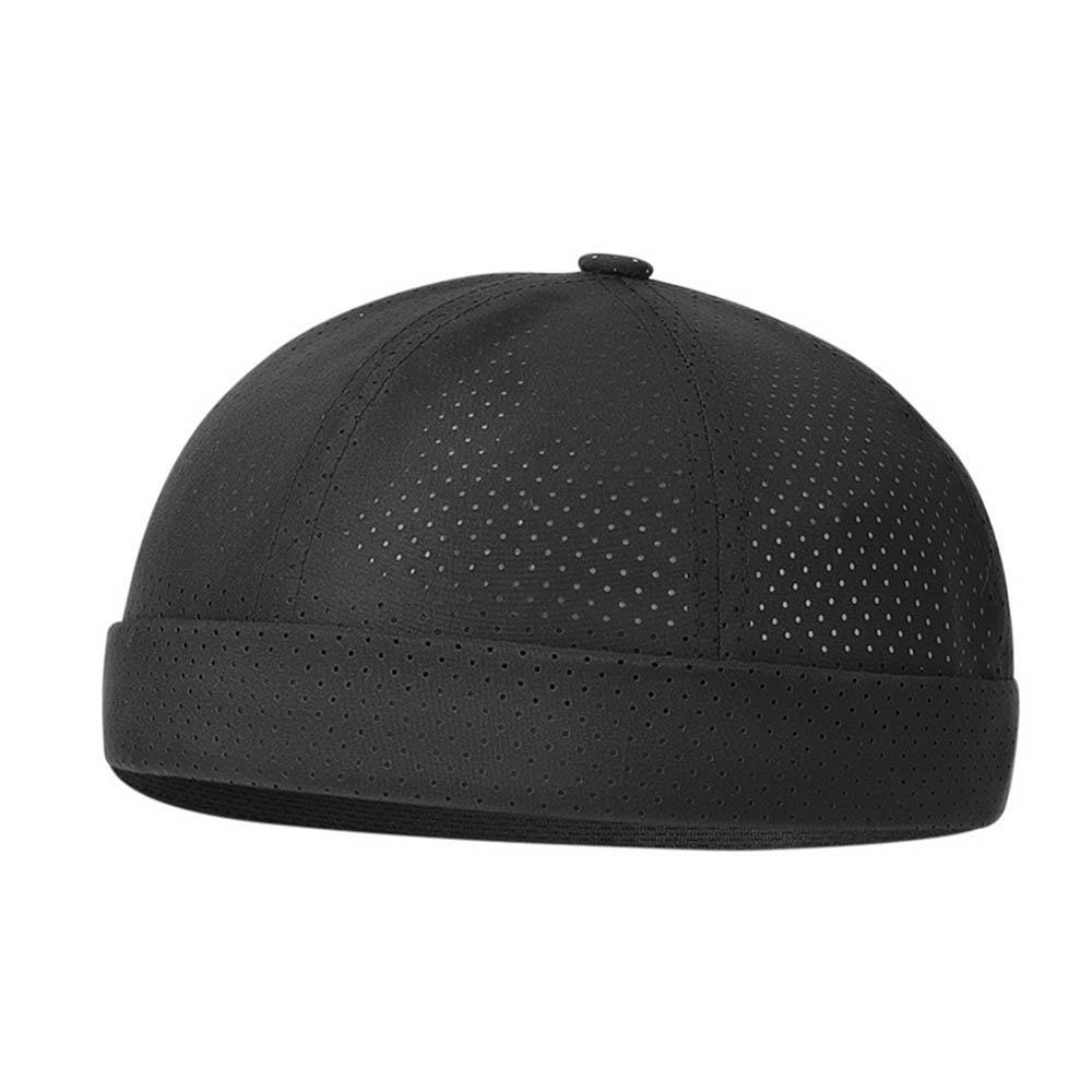 zomer ademende hoed herfst randloze hoed hiphop hoed zonder rand verstelbare sneldrogende mesh hoeden unisex casual caps: Black
