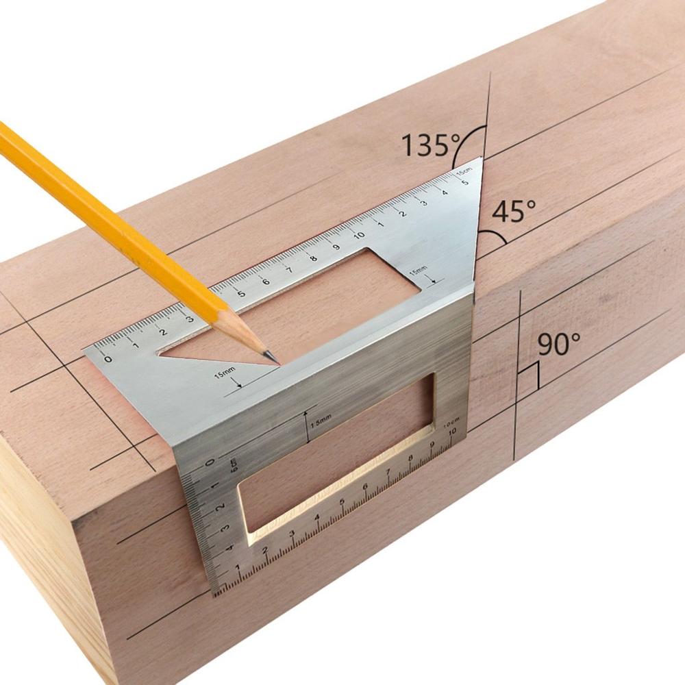 Règle droite multifonction en aluminium, pour le travail du bois, Angle carré de 45 / 90 degrés, outil de mesure et de dessin #1210: Default Title