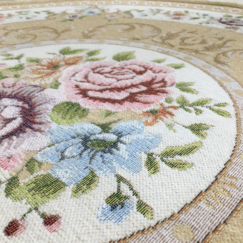 Luksus rundt tæppe til stuen jacquard klassiske skridsikre blomstrede gulvmåtter soveværelse børn lege vand absorption område tæpper