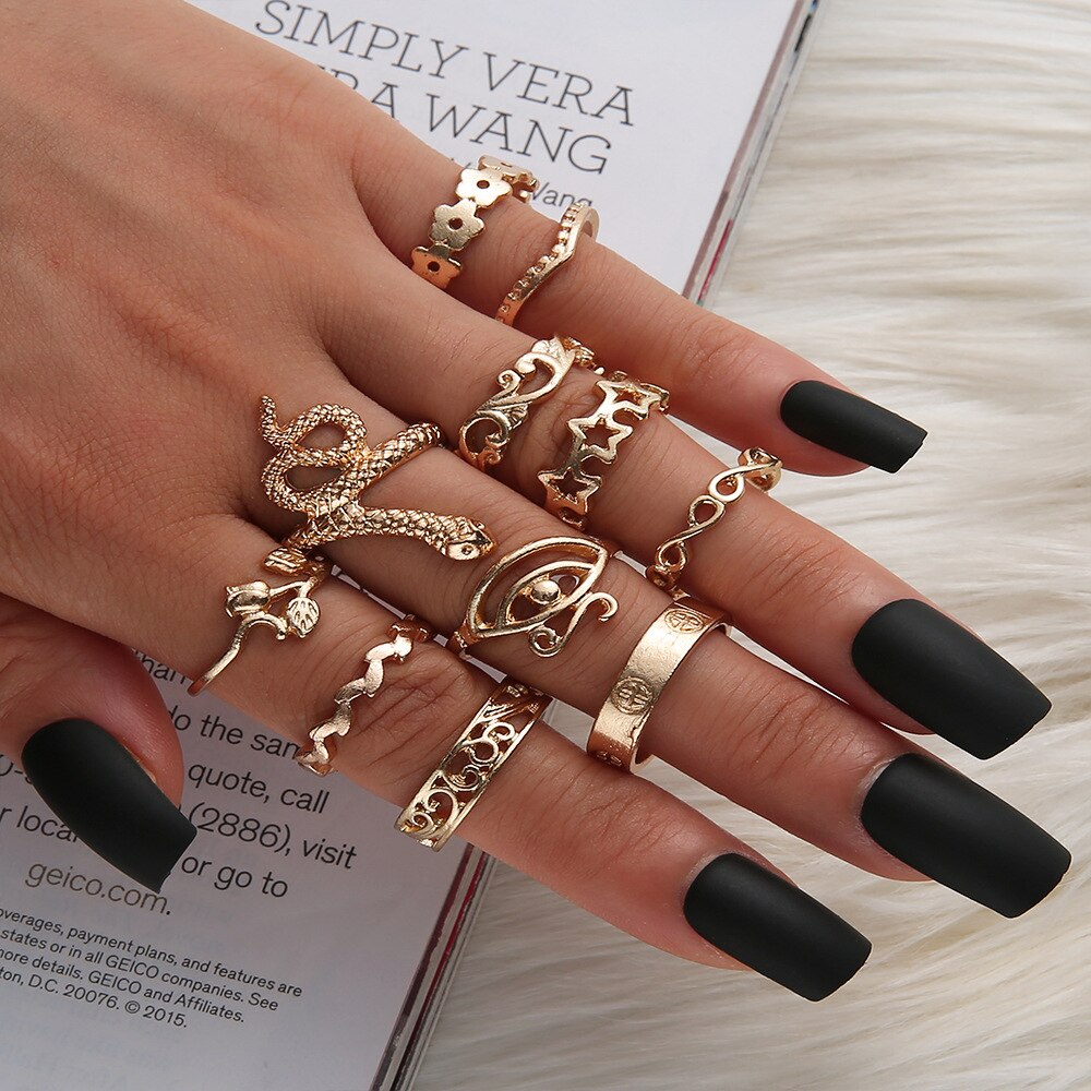 17 teile/satz Böhmischen Geometrische Schlange bilden Knöchel Ringe einstellen Für Frauen Kristall Finger Ring Weiblichen Boho hochzeit Schmuck