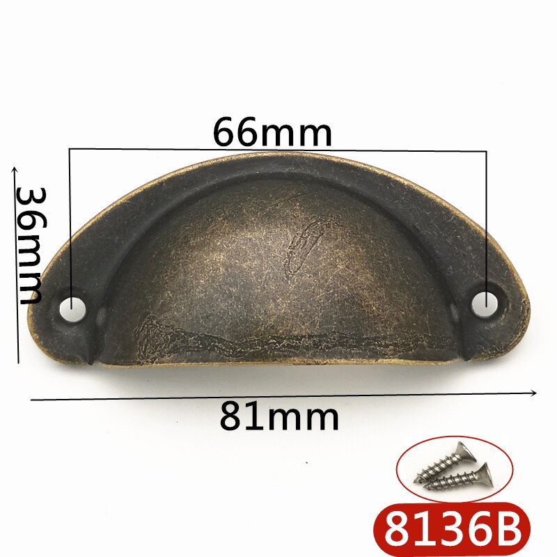 4pcs/lot Metal Kitchen Drawer Cabinet Door Handle Furniture Knobs Hardware Cupboard Antique Iron Shell Pull Handles: Style B