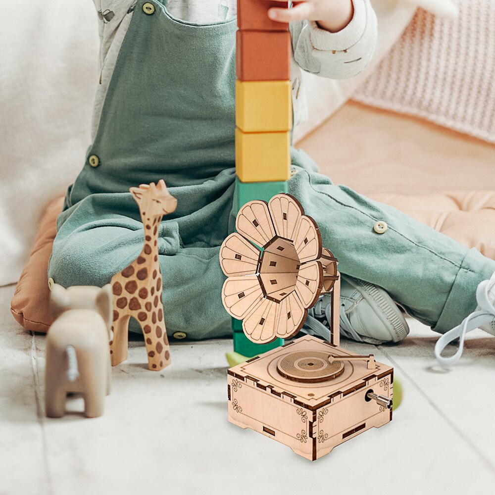 1 Set Houten Diy Kids Musical Box Ambachten Educatief Montage Materiaal Kit