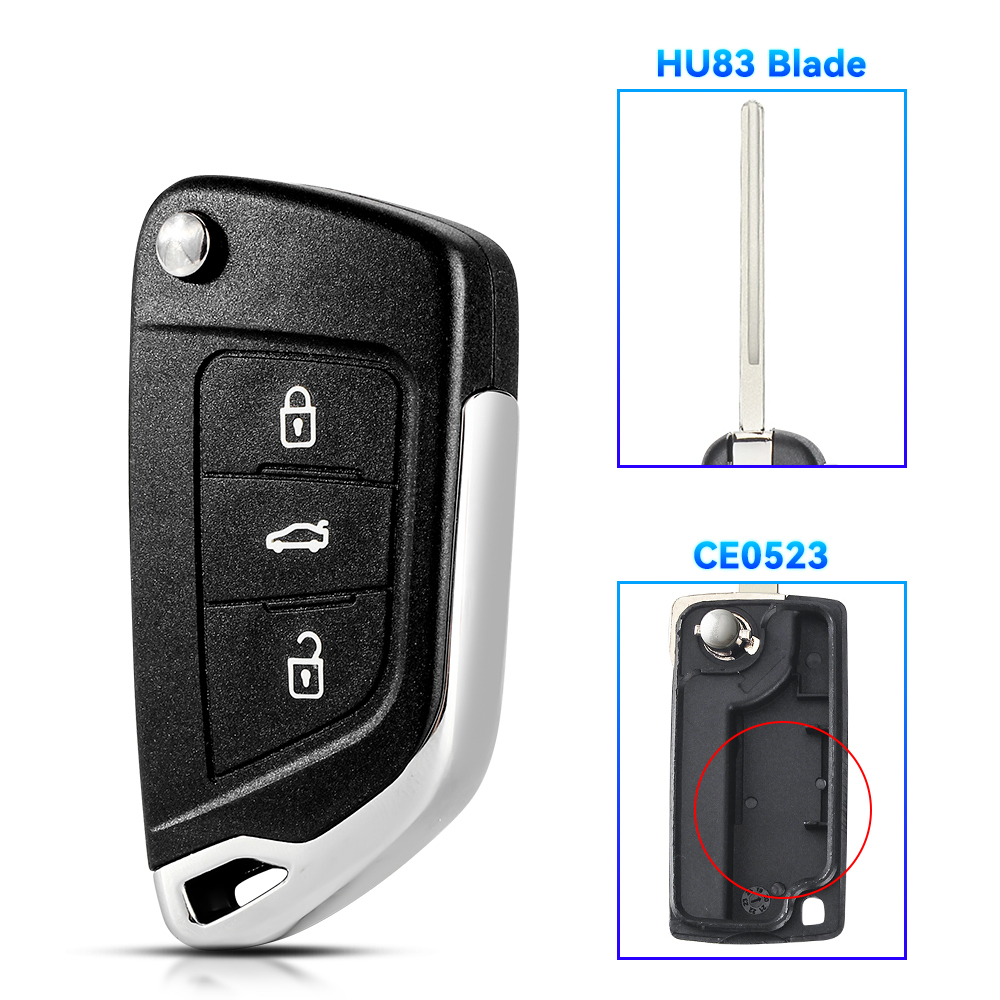 KEYYOU carcasa de llave remota modificada para Peugeot 207 307 308 406 407 607 807 3008 para Citroen C2 C3 C4 C5 C6 Berlingo Picasso: Verde