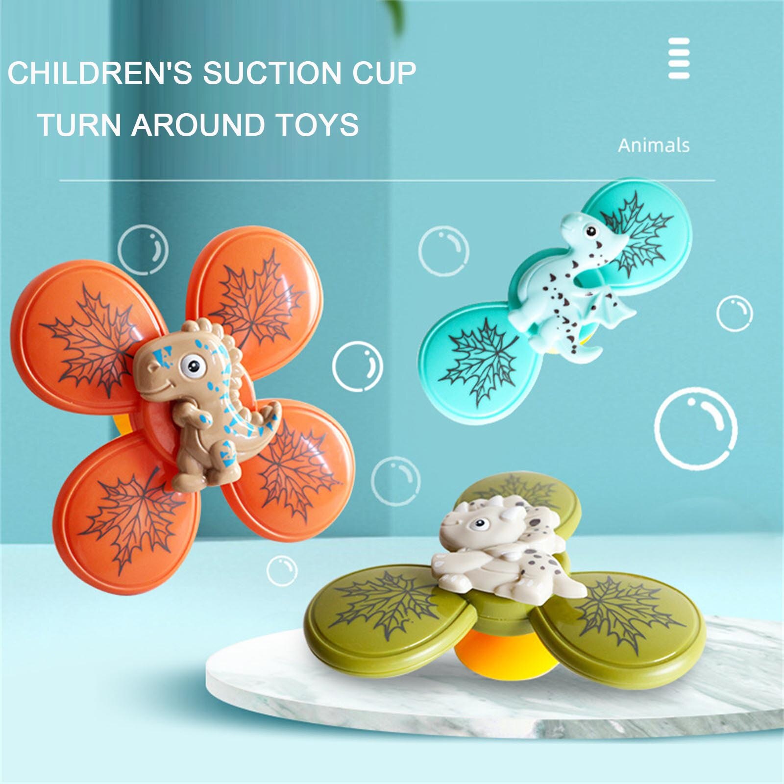 Babybadje Speelgoed Spinning Tops Stress Windmolen Kawaii Cartoon Dieren Zuignap Draaitafel Fidget Spinner Speelgoed Educatief