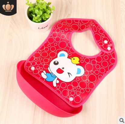 Practical Waterproof Silicone Baby Bib Washable Roll Up Crumb Catcher Feeding AU: F