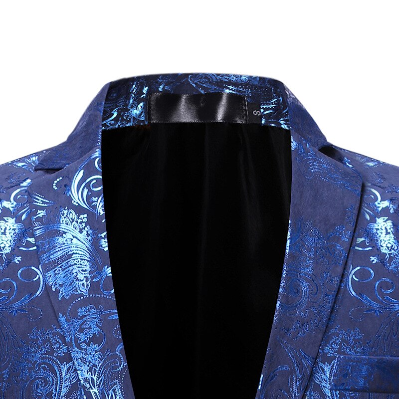 Chaqueta de traje Floral para hombre, Blazer con solapa entallada y un solo botón, para cantantes de escenario, boda y graduación
