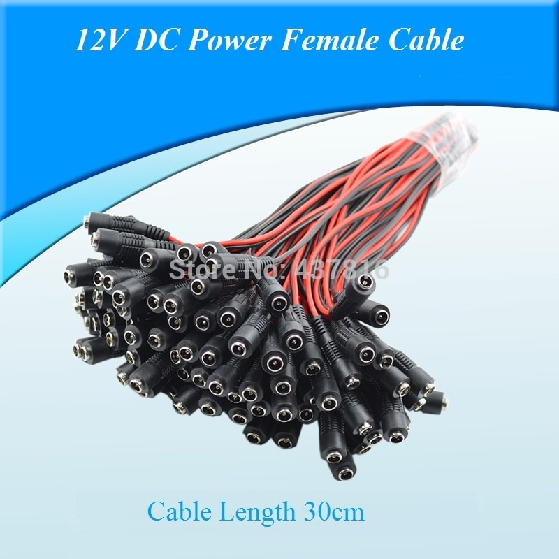 2 Stks/partij 12 V Dc Vrouwelijke Kabel Adapter Cord 2.1*5.5mm Rode en Zwarte Dubbele Draad voor CCTV Camera