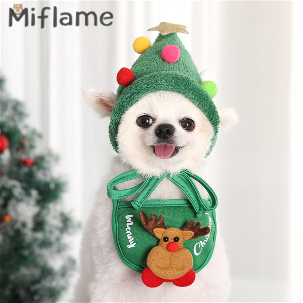 Miflame Navidad gorros para perros Festival perros pequeños accesorios Pomerania Bichon invierno mascotas gatos Bandana gracioso cachorro sombreros Bandana