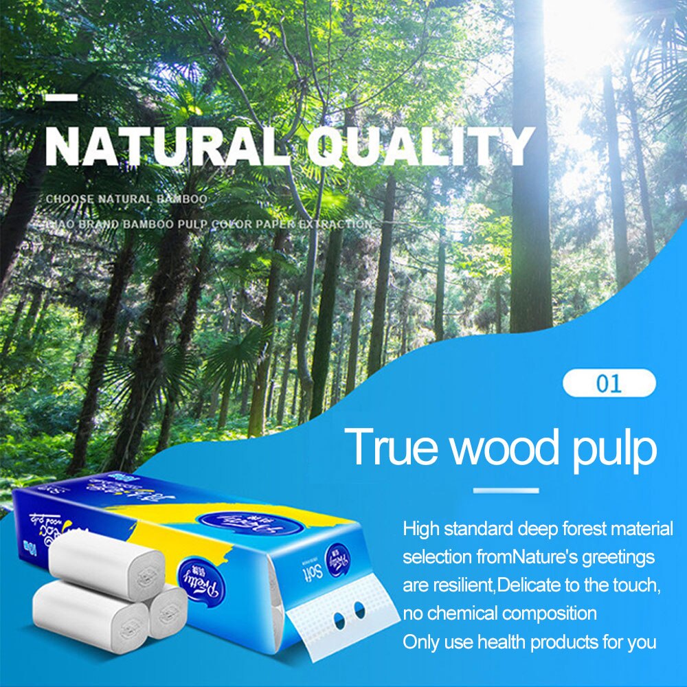 10 Rolls 4 Layers Toilet Paper Toilet Paper Soft Skin-Friendly Kitchen Paper Household Toilet Paper for Home Office Restaurant