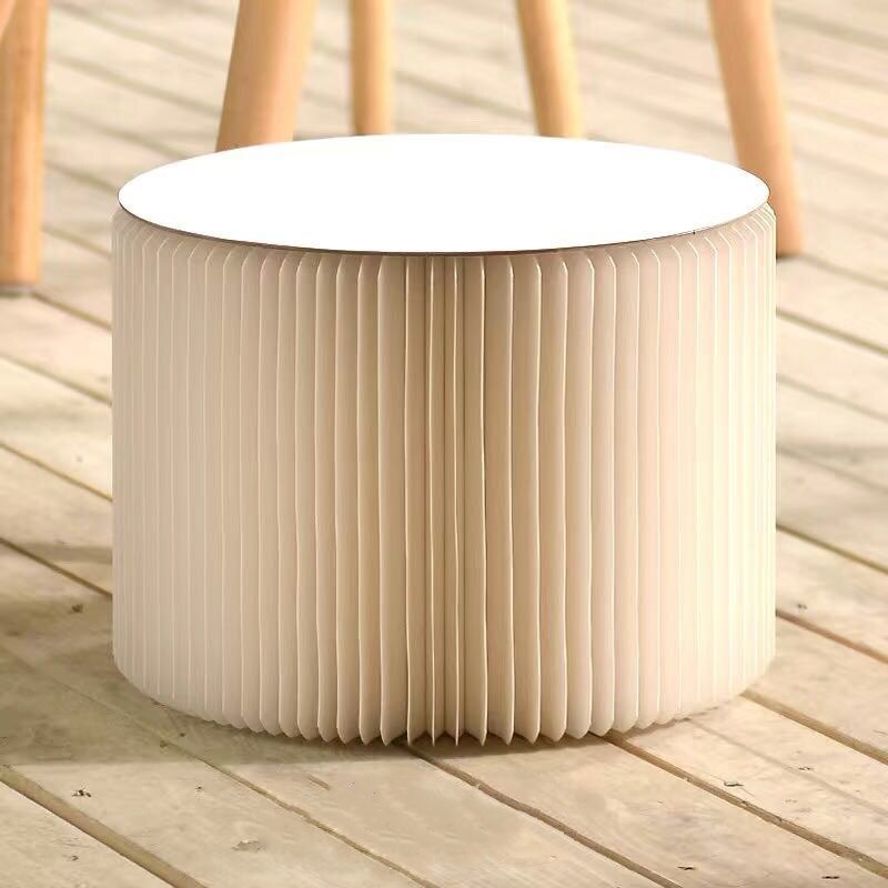 , tabouret en papier pliant multifonctionnel, tabouret rond portable, tabouret en papier sans prendre de place: white