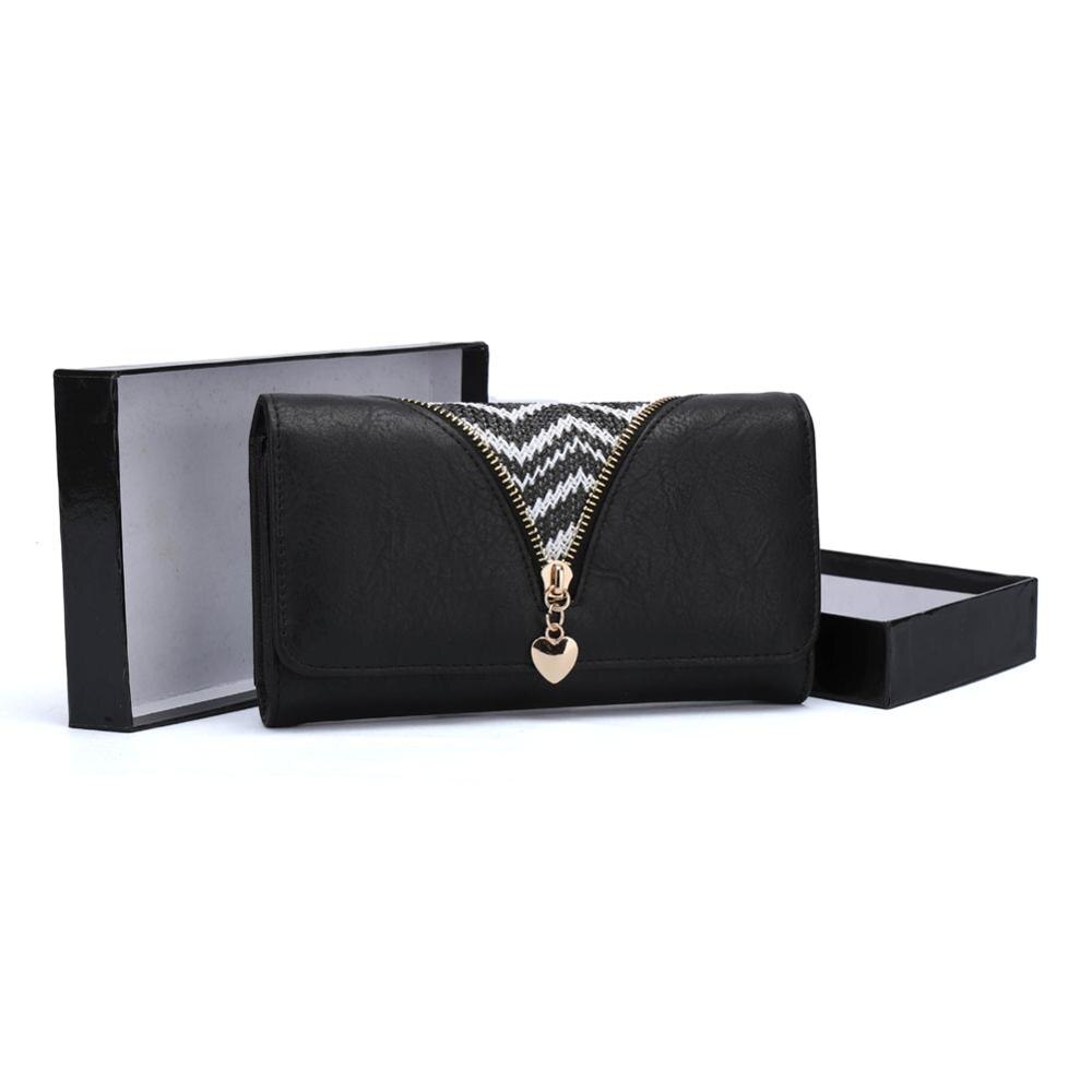 Pu Leder Frauen Brieftaschen Weibliche Lange Geldbörsen Geld Taschen praktisch Tasche Damen Reißverschluss Brieftasche Karte Halfter Kupplung VKP1463: Schwarz