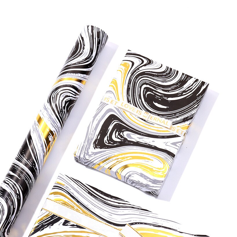 Goud Folie Graniet Textuur Cadeaupapier Marmer Kerst Bruiloft Verjaardag Wijnfles Decoratieve Papier 50*70cm