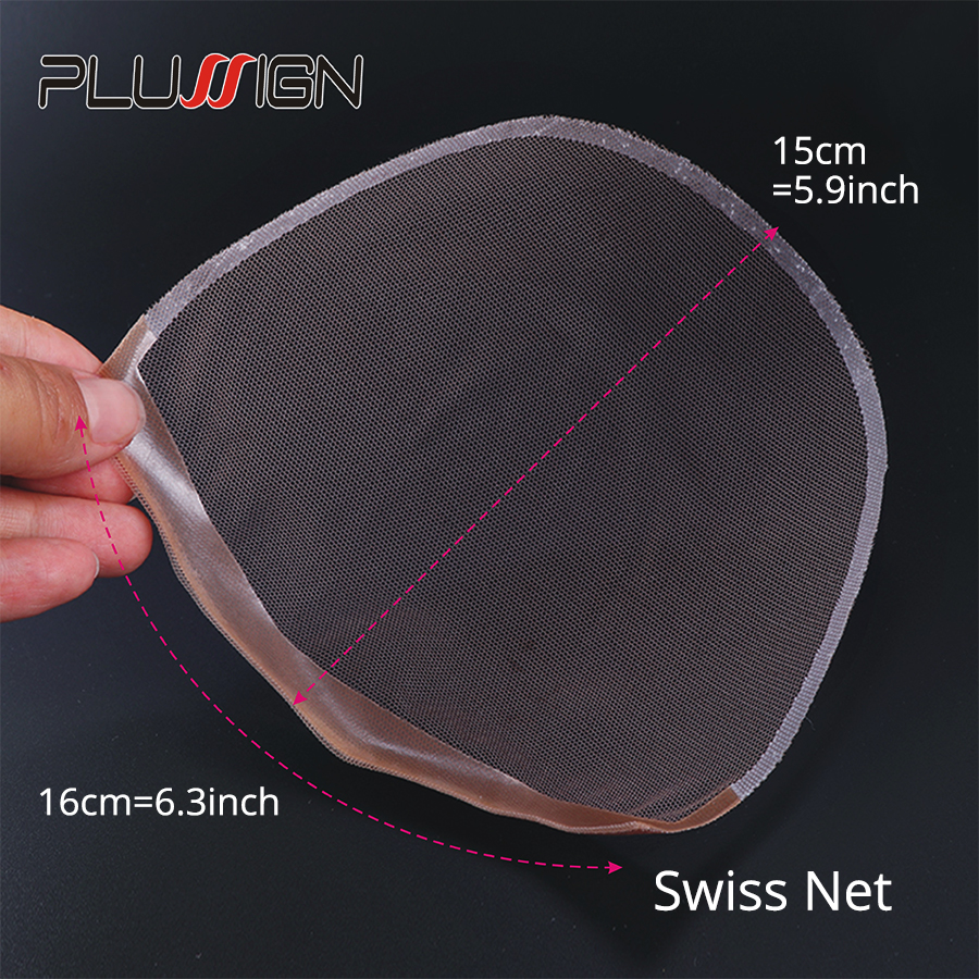 Plussign-Red con patrón de encaje suizo para hacer pelucas, tupé, cierre superior, base, accesorios para el cabello, medias de monofilamento, gorro para peluca