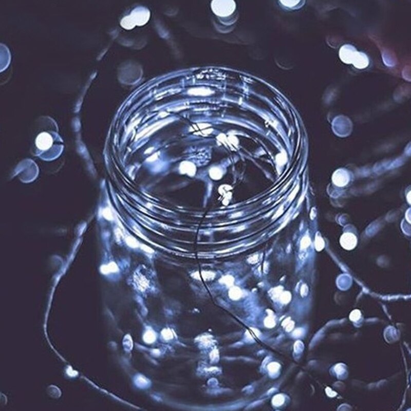 1/2/3M LED String Lights Copper Wire Fairy lights Battery Powered Garland Lamp Bedroom Home Christmas Wedding Party: White 2M 20 LED