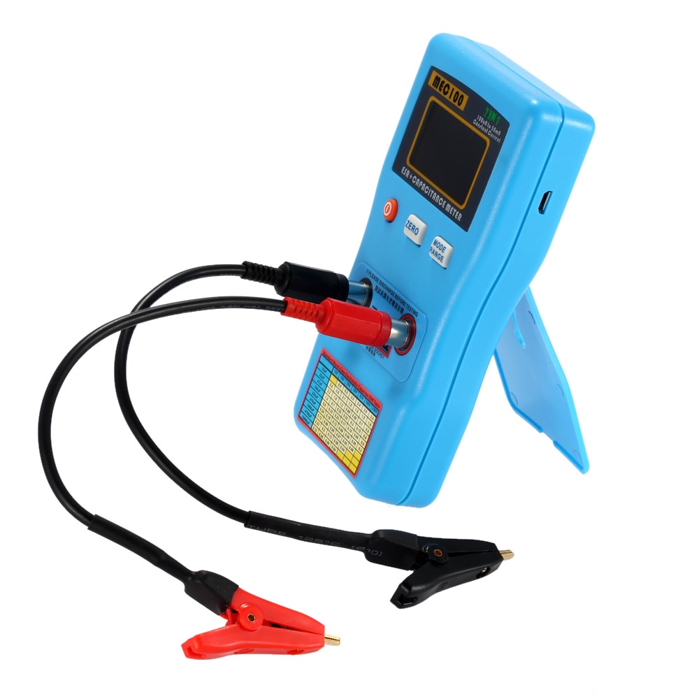 2 in 1 digital auto-ranging kondensator esr meter kapacitans tester intern modstandsmåling med smd test clips