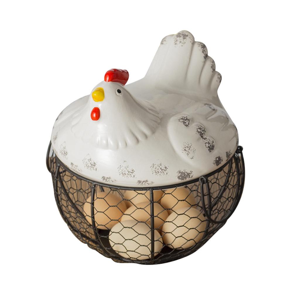 Ceramic Egg Stand Chicken Silk Egg Storage Basket Fruit Baskets Collection Ceramic Chickens Sprout Decoration: 01