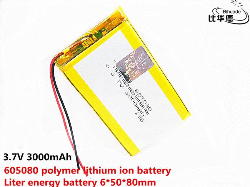 3.7V 3000Mah 605080 Lithium Polymeer I Ion Oplaadbare Batterij Voor Bluetooth Speaker Luchtreiniger Handheld Schoonheid Instrument