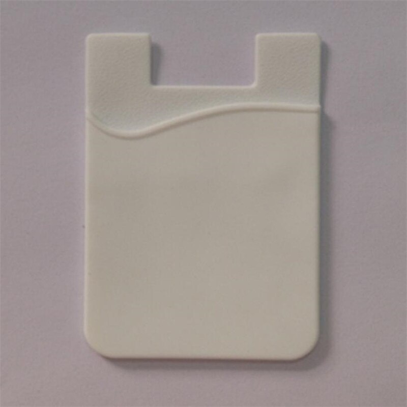 1Pc Dubbele Zak Elastische Stretch Siliconen Mobiele Telefoon Id Credit Kaarthouder Sticker Universal Wallet Case Kaarthouder: WHITE