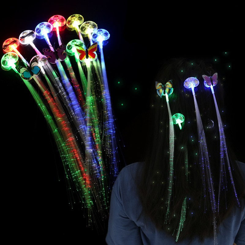 Frauen LED Haar Clips Schmetterling Leuchten Haar Geflecht Festival Haarnadeln Leuchtende Haarspangen Party Cosplay Blitz Haar Perücke Zubehör