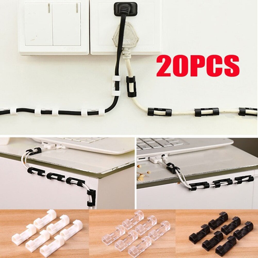20 stk selvklebende wire spenne line feste kabel klips organisere festeholder