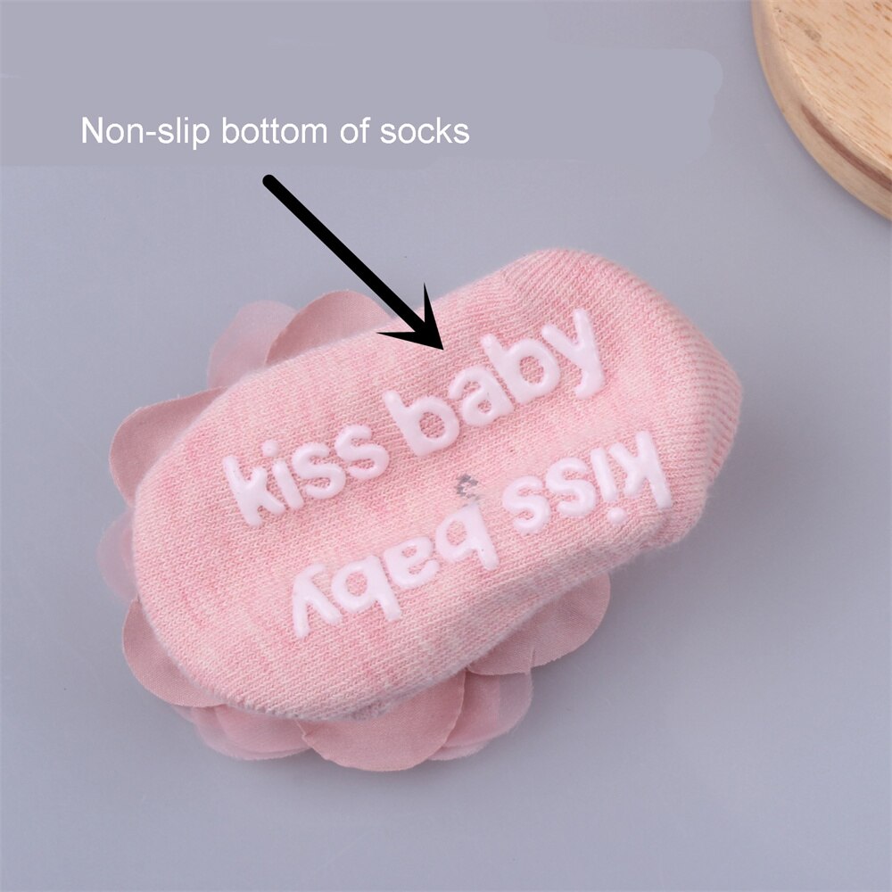 Leuke Baby Floor Sokken Antislip Ademend Voor Kind Meisjes Baby Peuter Sokken Met Kant Bloem Elastische Haarbanden Sets