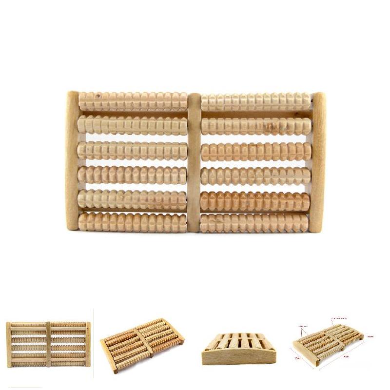 Houten dubbele voet acupunctuur massager rollerbal verlichting van plantaire fasciitis stress hielboogpijn shiatsu acupressuur ontspanning