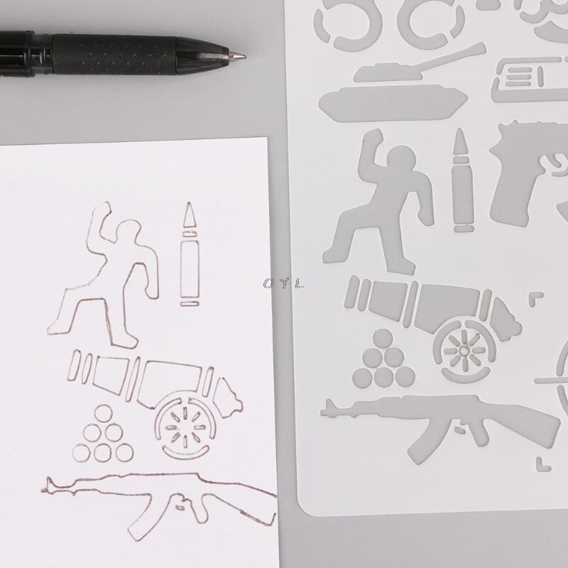 24 blätter Zeichnung Vorlage Schablonen Tagebuch Notizbuch Tagebuch Scrapbooking Hohl DIY Schreibwaren Schule Bürobedarf