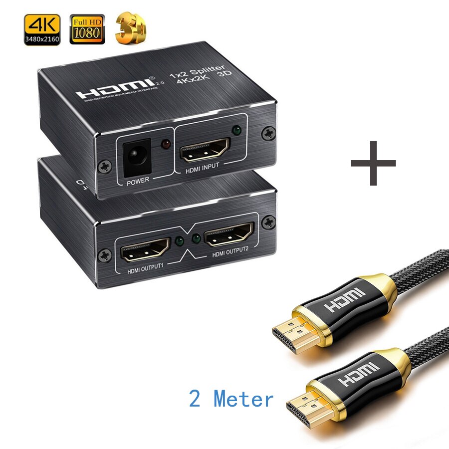 Splitter HDMI 1 In 2 Out 4K – Doppia Uscita Sincrona, Compatibile Con PS3/PS4, Xbox, MacBook (alimentazione USB Necessaria)