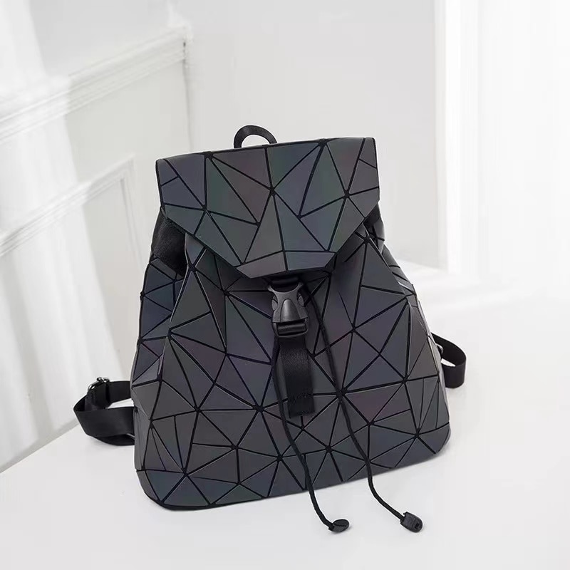 Geometric Luminous Women's Bag Holographic Reflective Flashing Color Backpack