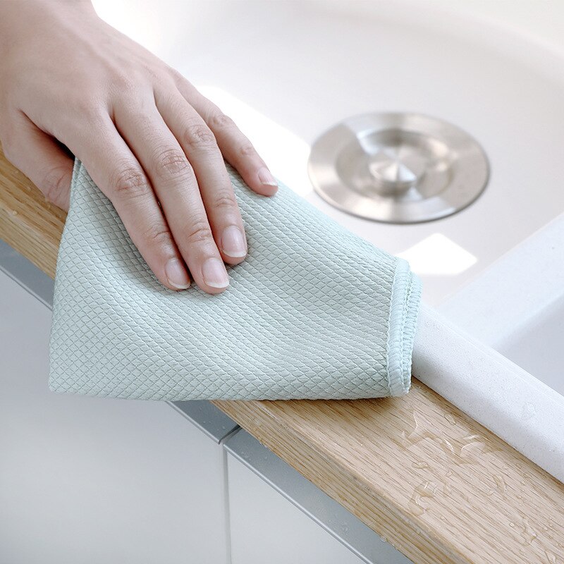 3pcs Microfiber Fish Scale Wipe Cloth Water-absorbing Wiping Rag for Kitchen Glass Washing Dish Dust Cleaning Towel Gadgets Tool