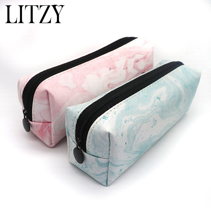 Marmer Etui School Leuke Potlood Gevallen Voor Meisjes Jongen Kawaii Lederen Grote Pen Tas Pencilcase Zakje School Briefpapier