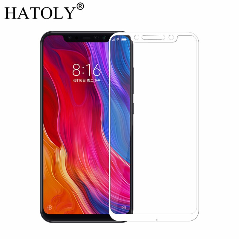 2PCS Gehard Glas Voor Xiaomi Pocophone F1 Screen Protector Xiaomi Little F1 Volledige Cover Xiaomi Pocophone F1 3D Gebogen rand Film: White