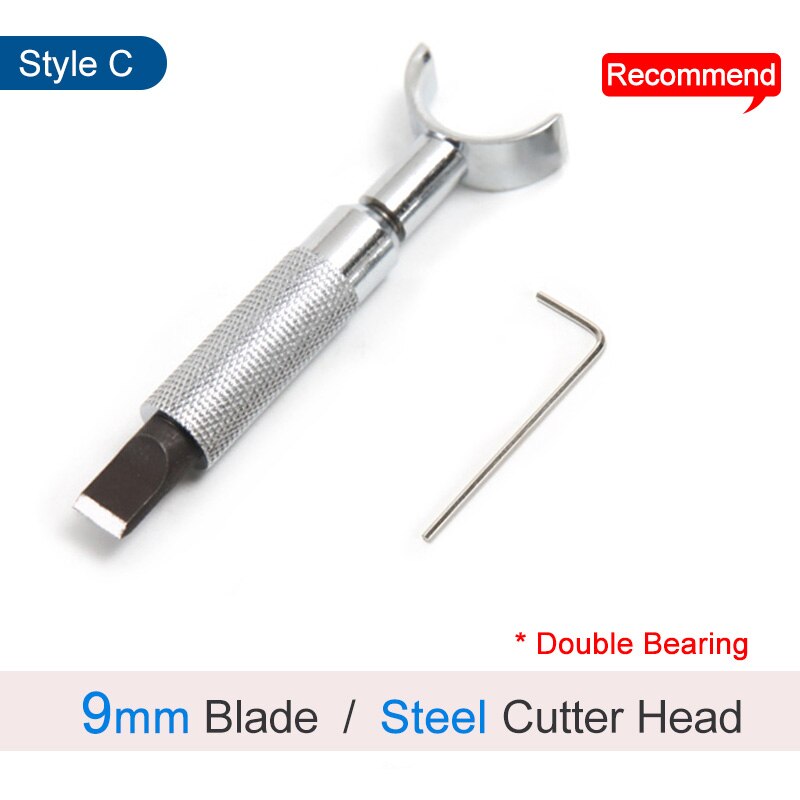 Leather Handwork Tool Rotary Swivel Knife Nicking Tool Ceramic Knife Head Perfect for Manual Leather with Extra Angle & Blades: Style C 9mm Steel