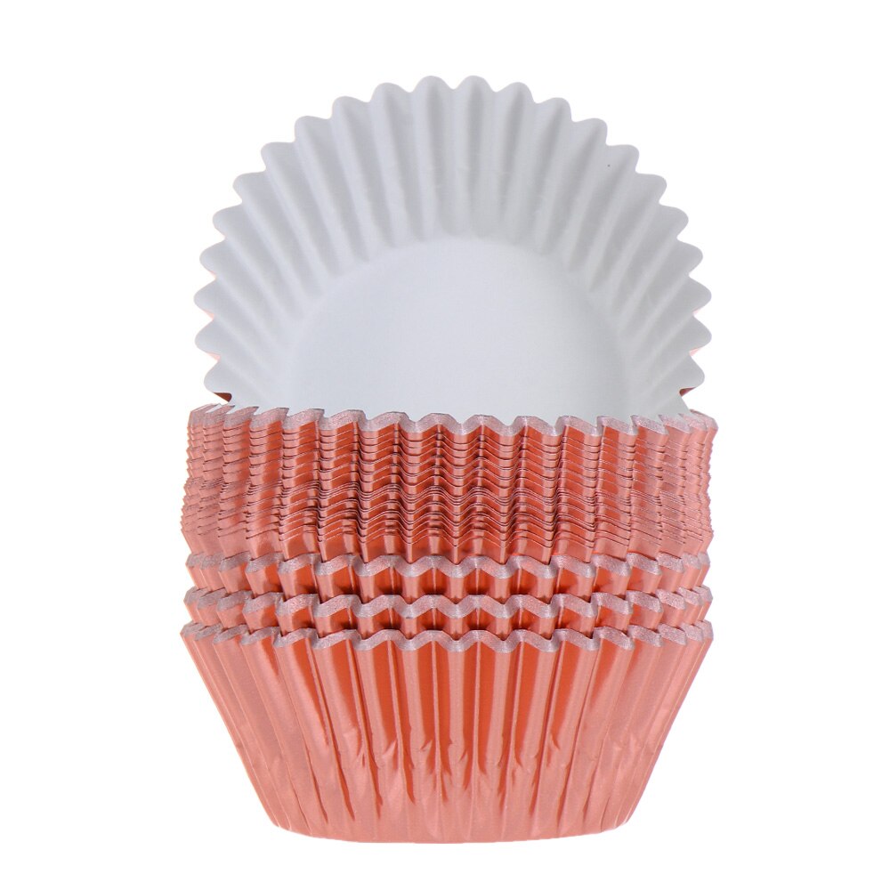 50/100Pcs Muffins Cup Papier Cupcake Wrappers Bakselkoppen Gevallen Muffin Dozen Cake Cup Diy Cake Gereedschappen Keuken bakken Levert: 100Pcs rose gold