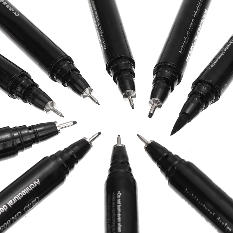 9pcs/set Fineliner Pen Felt Tip Art Marker Drawing Sketch Fine Liner Pen for Writing Cartoon Manga Illustrations