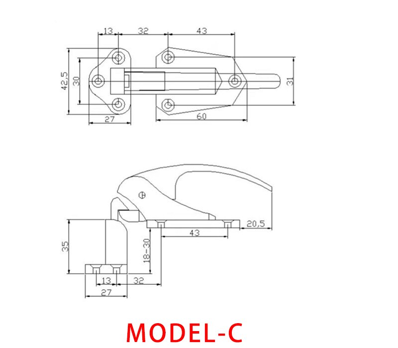 Adjustable Height Oven Door Lock Freezer Handle Handle Buckle Handle Cold Storage Door Lock Oven Accessories: MODEL-C