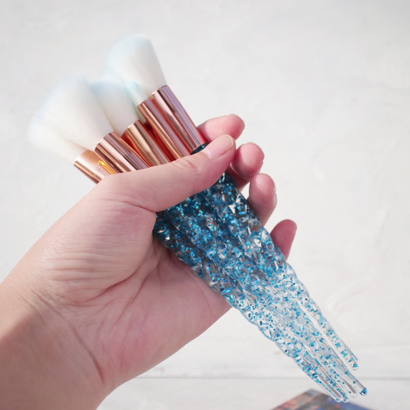 10 Piece Unicorn Makeup Brush Set Liquid Foundation Cosmetics Blush Eyeshadow Eyebrow Brush Women Beauty Glitter Makeup Brush