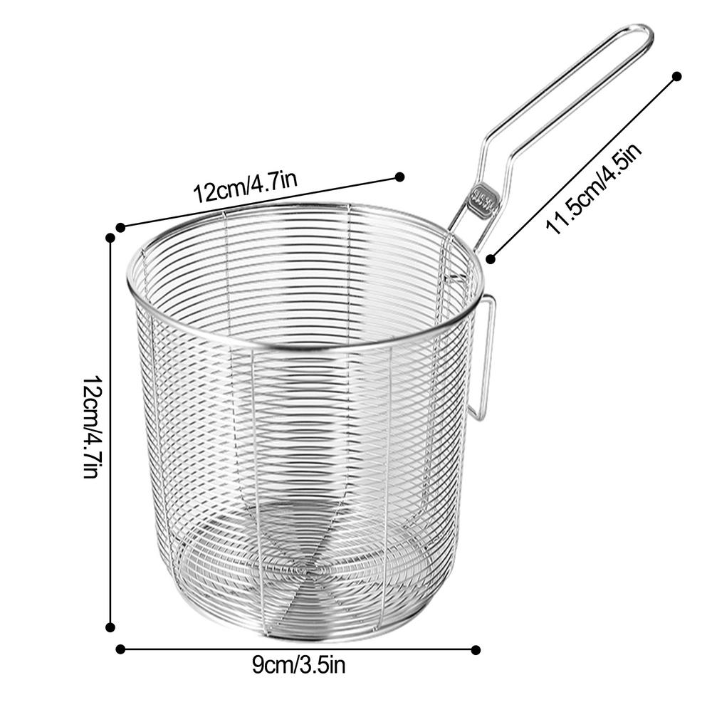 Basket Fry Frying Strainer Baskets Steel French Stainless Chip Fries Food Round Fryer Wire Mesh Deep Fried For Spoon Serving: WHITE