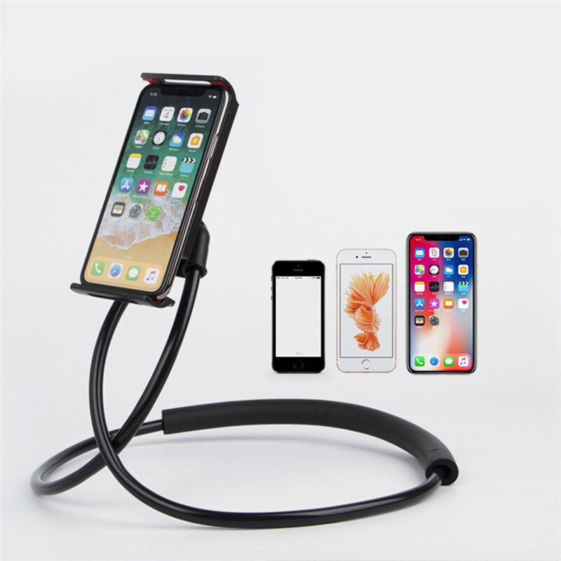Flexibel mobiltelefonhållare hängande hals lazy halsband surfplatta hållare ställ för mobiltelefon surfplattor för iphone huawei xiaomi
