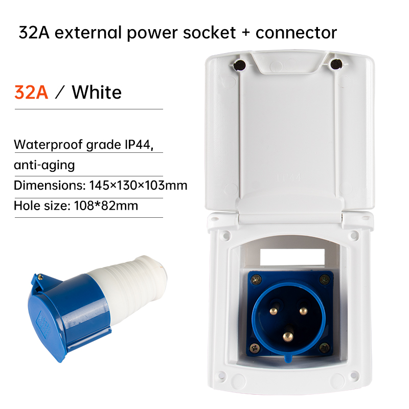 RV External Power Connector 220V-240V 16A External Flush Hook Up Waterproof Plug Socket Camper Caravan Accessories: green