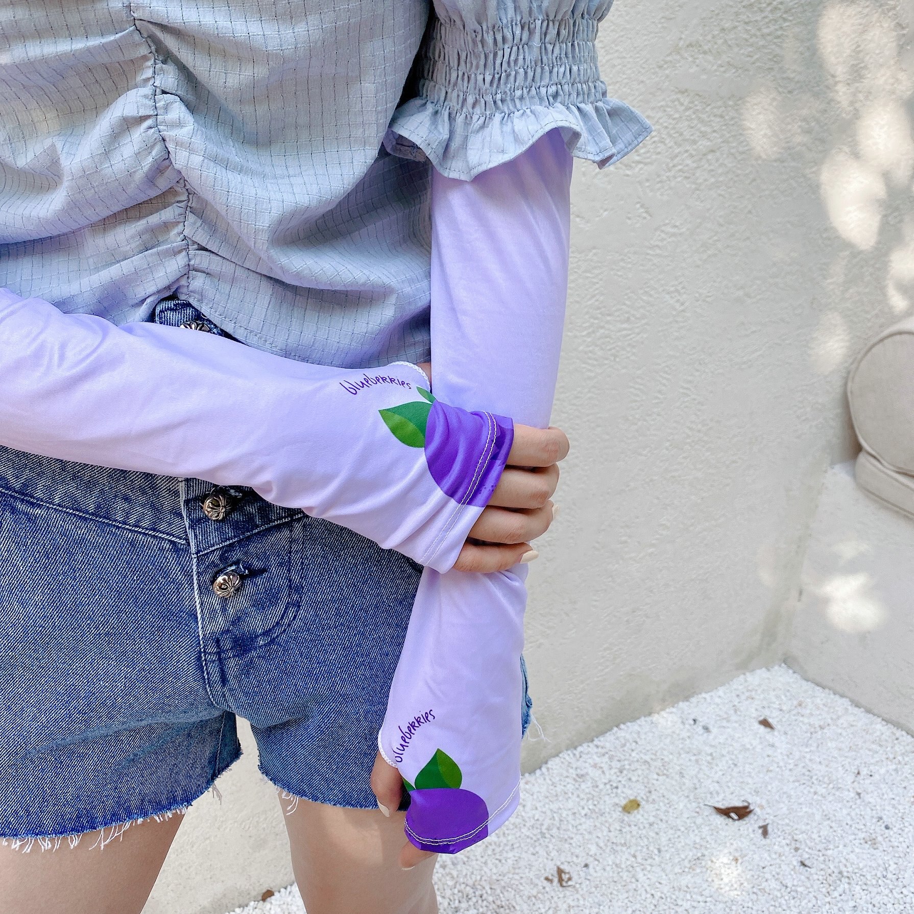 2 Stuks = 1 Pairs Koreaanse Stijl Leuke Fruit Blueberry Oversleeves Alle-Match Zon Bescherming Uv Zon bescherming Arm Mouwen