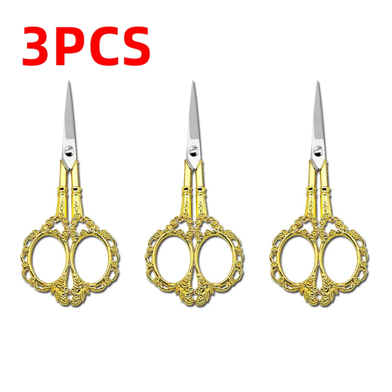 Retro klassieke kleermakersschaar, handwerkschaar, huishoudschaar, kleermakersschaar, stofschaar, naaischaar, stofschaar, naaigaren, duurzame roestvrijstalen schaar: Goud